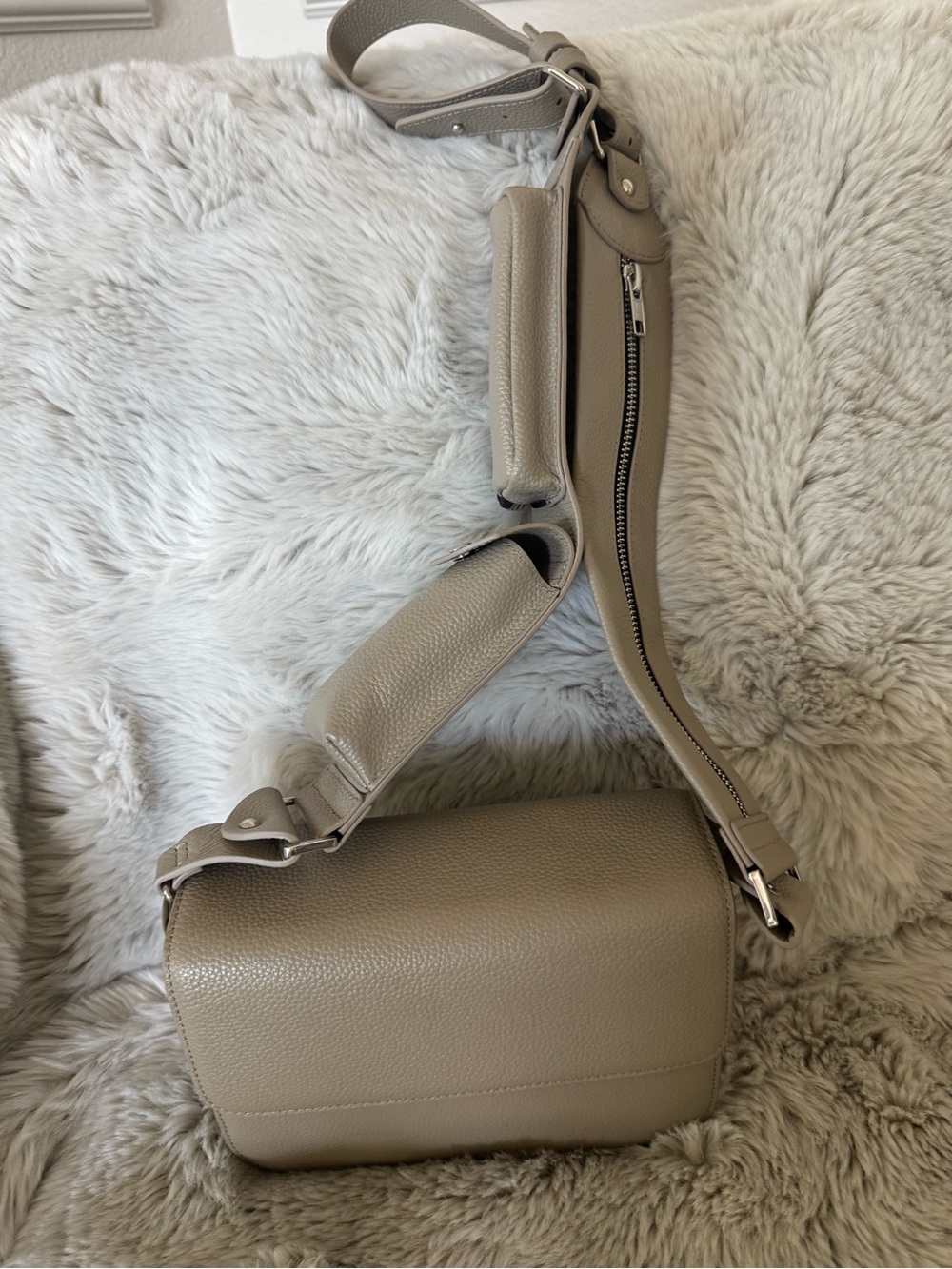 Bandolier Crossbody Bag in Taupe Beige